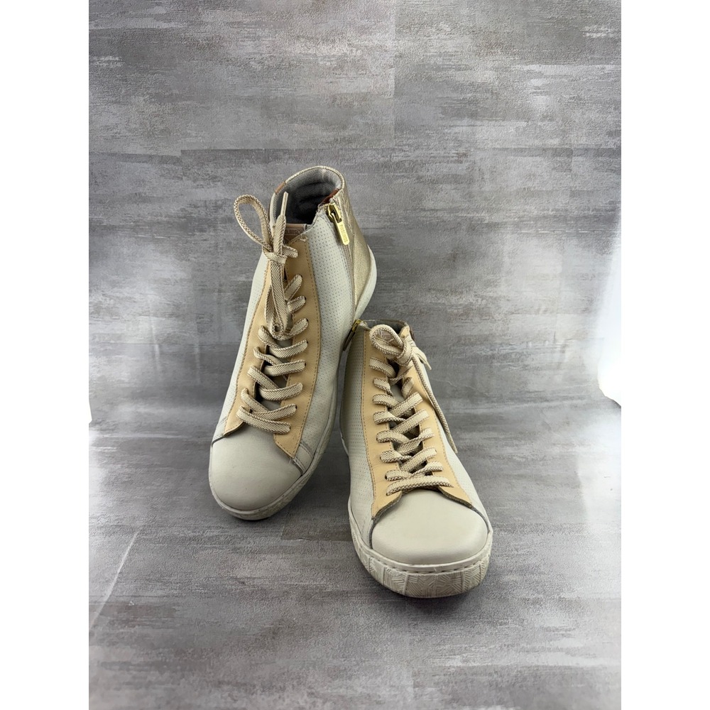 Pikolinos Cantabria W9H-8910 Leather High Top Sneakers Cream Gold Women Sz EU 39